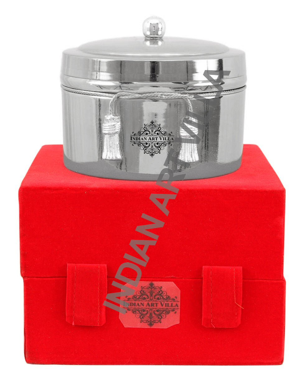 Handcrafted Pure Silver Plated Gold Polish Dry Fruits Box For Diwali, Festive Items