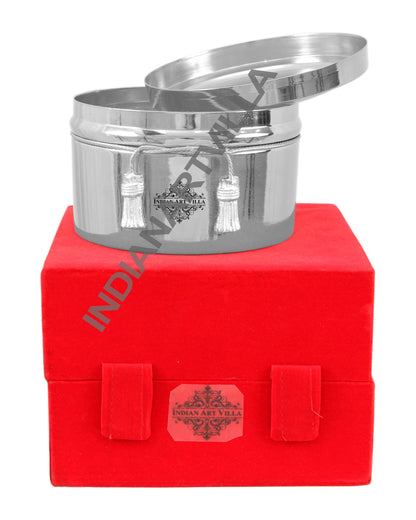 Handcrafted Pure Silver Plated Gold Polish Dry Fruits Box For Diwali, Festive Items