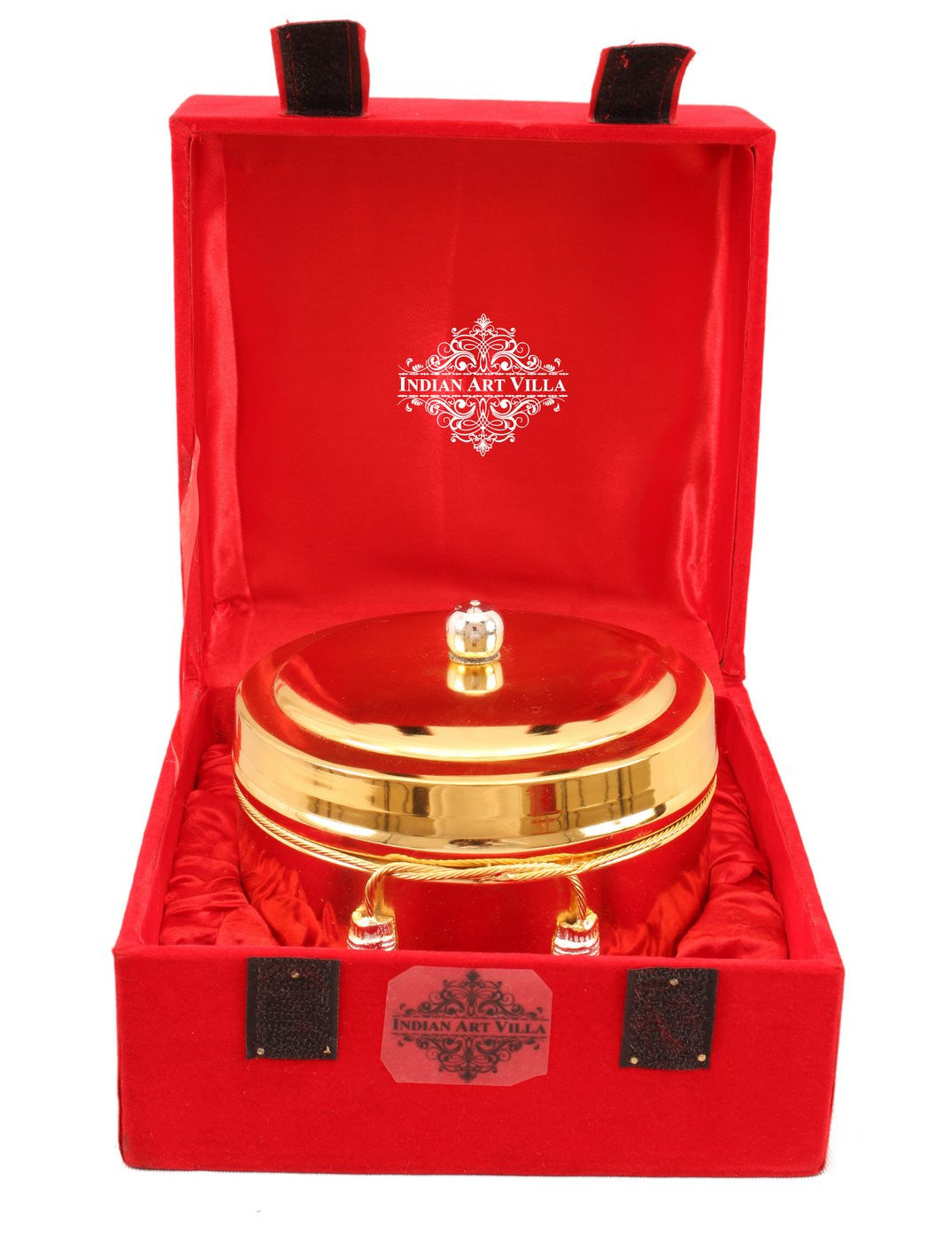 Handcrafted Pure Silver Plated Gold Polish Dry Fruits Box For Diwali, Festive Items