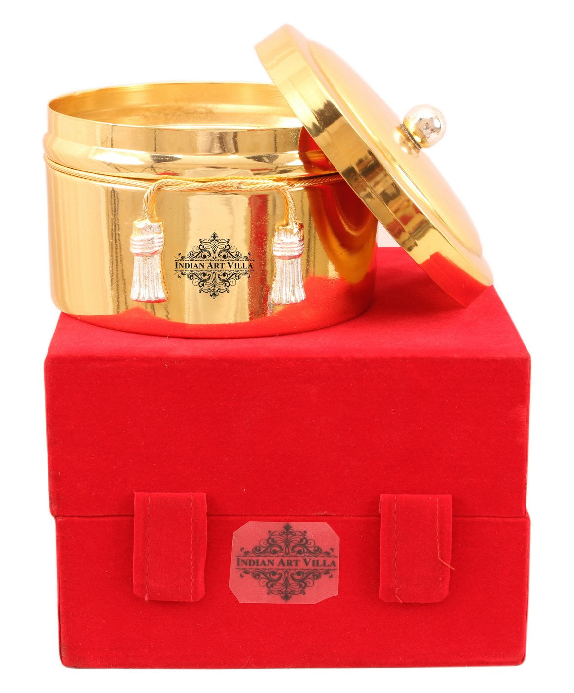 Handcrafted Pure Silver Plated Gold Polish Dry Fruits Box For Diwali, Festive Items