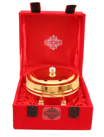 Handcrafted Pure Silver Plated Gold Polish Dry Fruits Box For Diwali, Festive Items