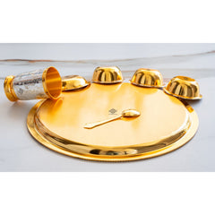 Handcrafted Pure Silver Plated Embossed Design Dinner Set 7 Pieces