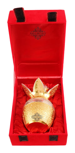 Handcrafted Pure Silver Plated Gold Polished Designer Mangal Kalash with Coconut