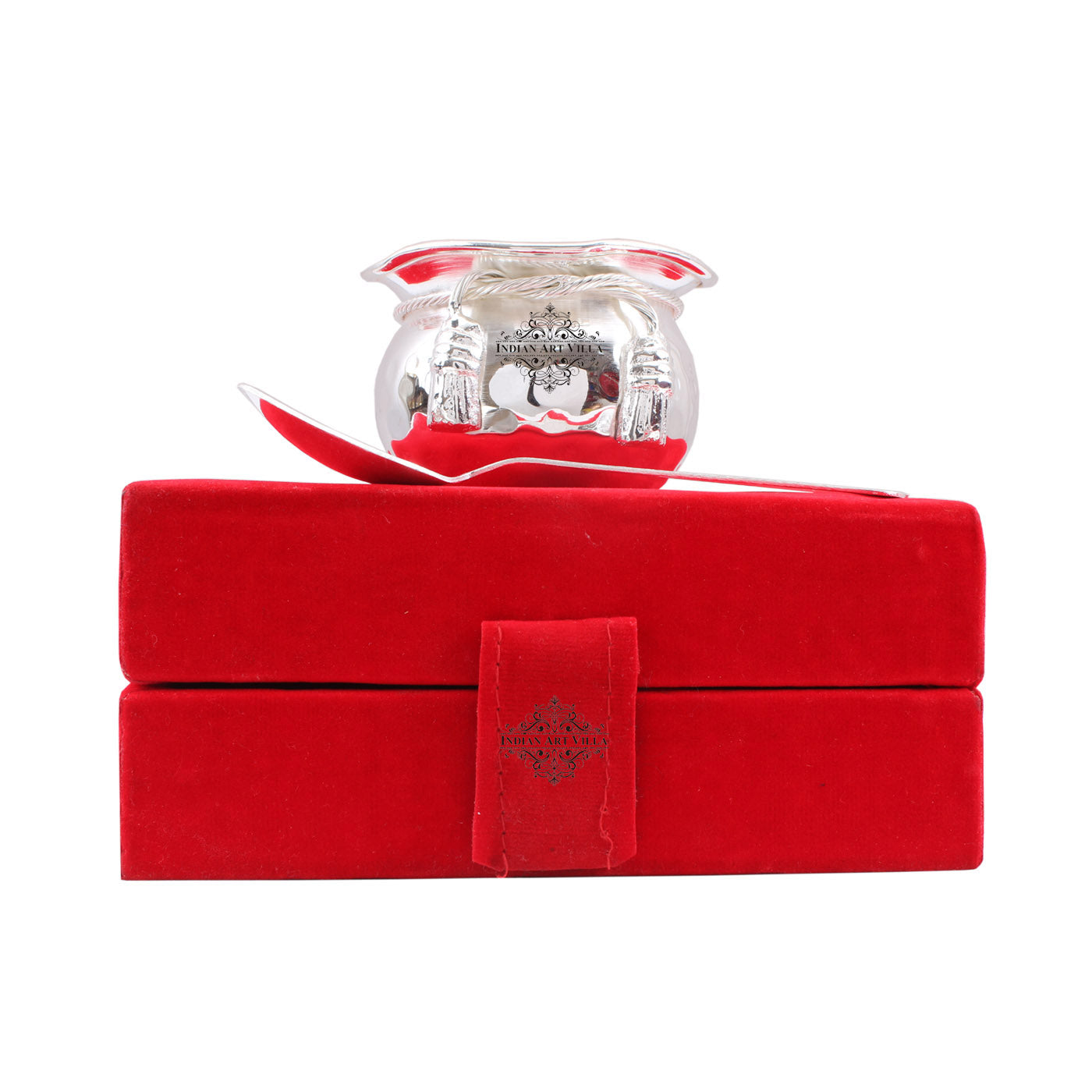 Silver Plated Handmade 1 M design Bowl 180 ML with 1 Spoon