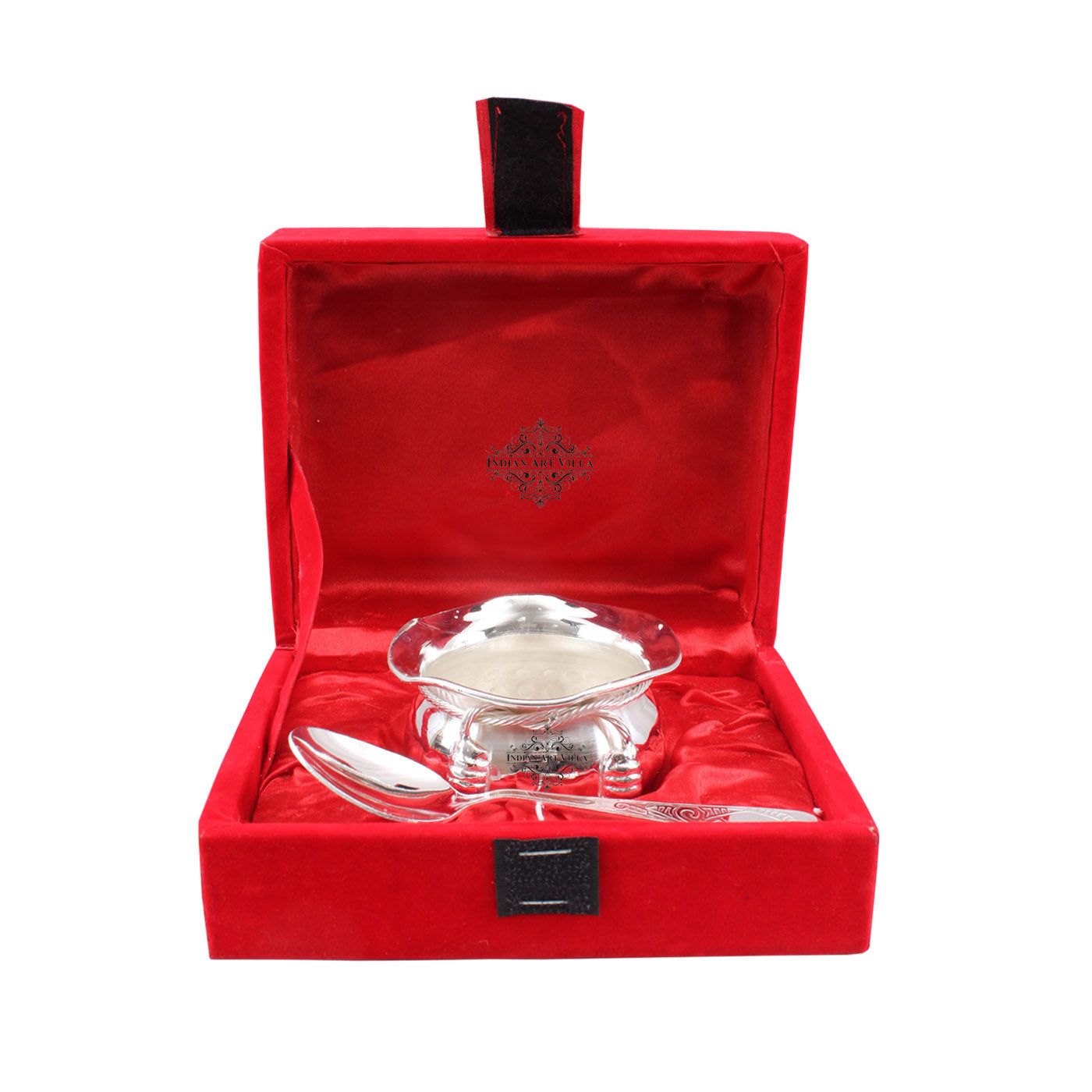 Silver Plated Handmade 1 M design Bowl 180 ML with 1 Spoon