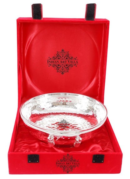 Silver Plated M Hammered Design Bowl 500 ML with Box