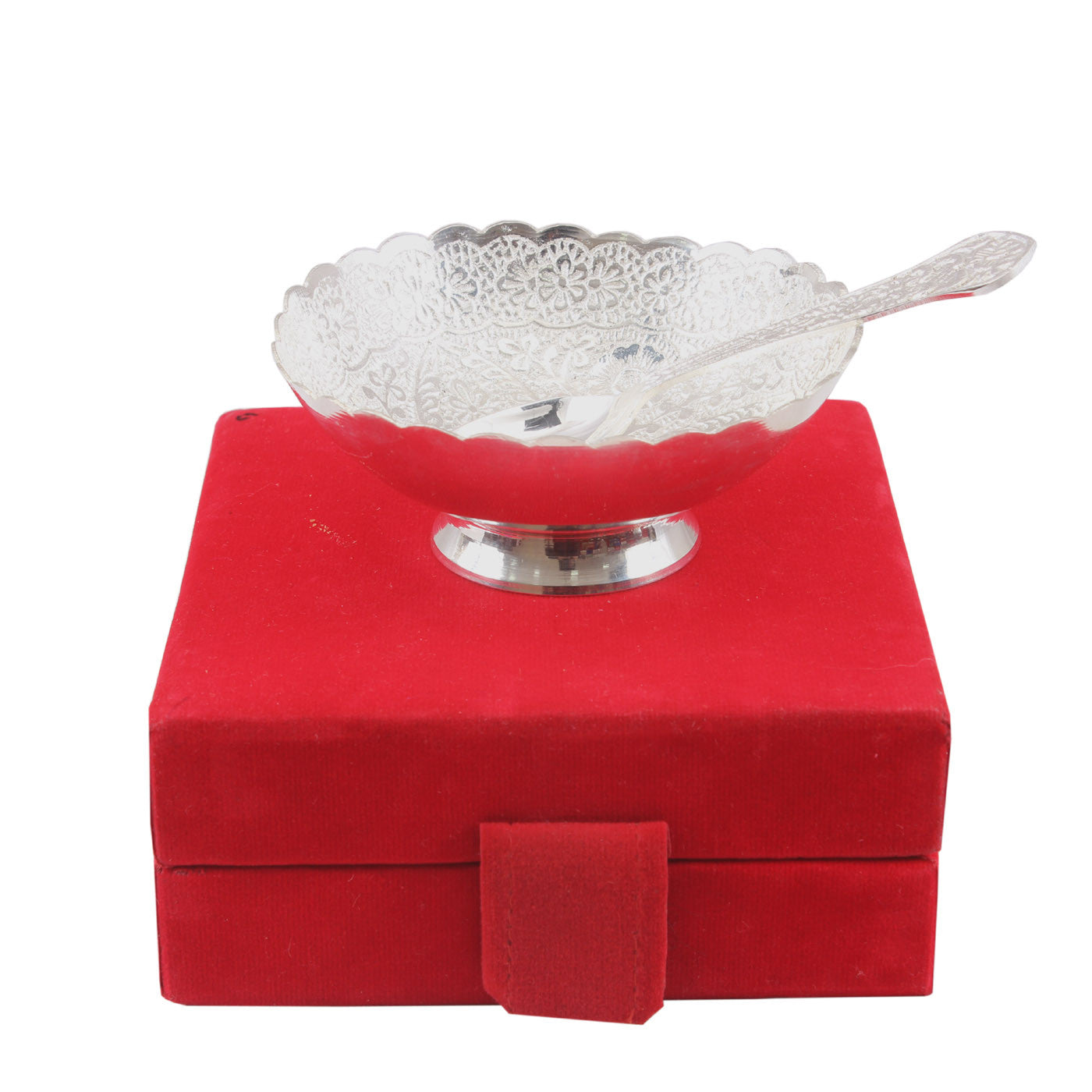 Pure Silver Plated Floral Design 1 Bowl 150 ML with 1 Spoon