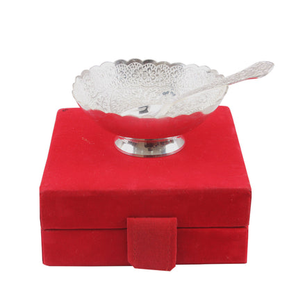 Pure Silver Plated Floral Design 1 Bowl 150 ML with 1 Spoon