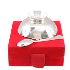 Pure Silver Plated Floral Design 1 Bowl 150 ML with 1 Spoon