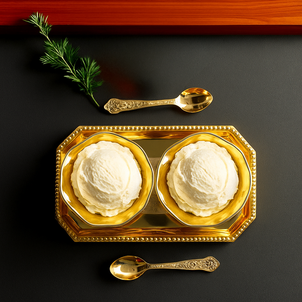 Pure Silver Plated Gold Polish Hammered Bowl with 2 Spoons & 1 Tray