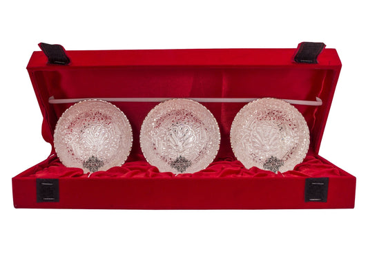 Silver Plated Handmade Set of 3 Peacock Design Bowl 150 ML