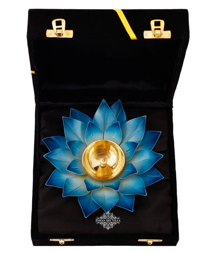 Silver Gold & Copper Plated Lotus Design Diya Deepak