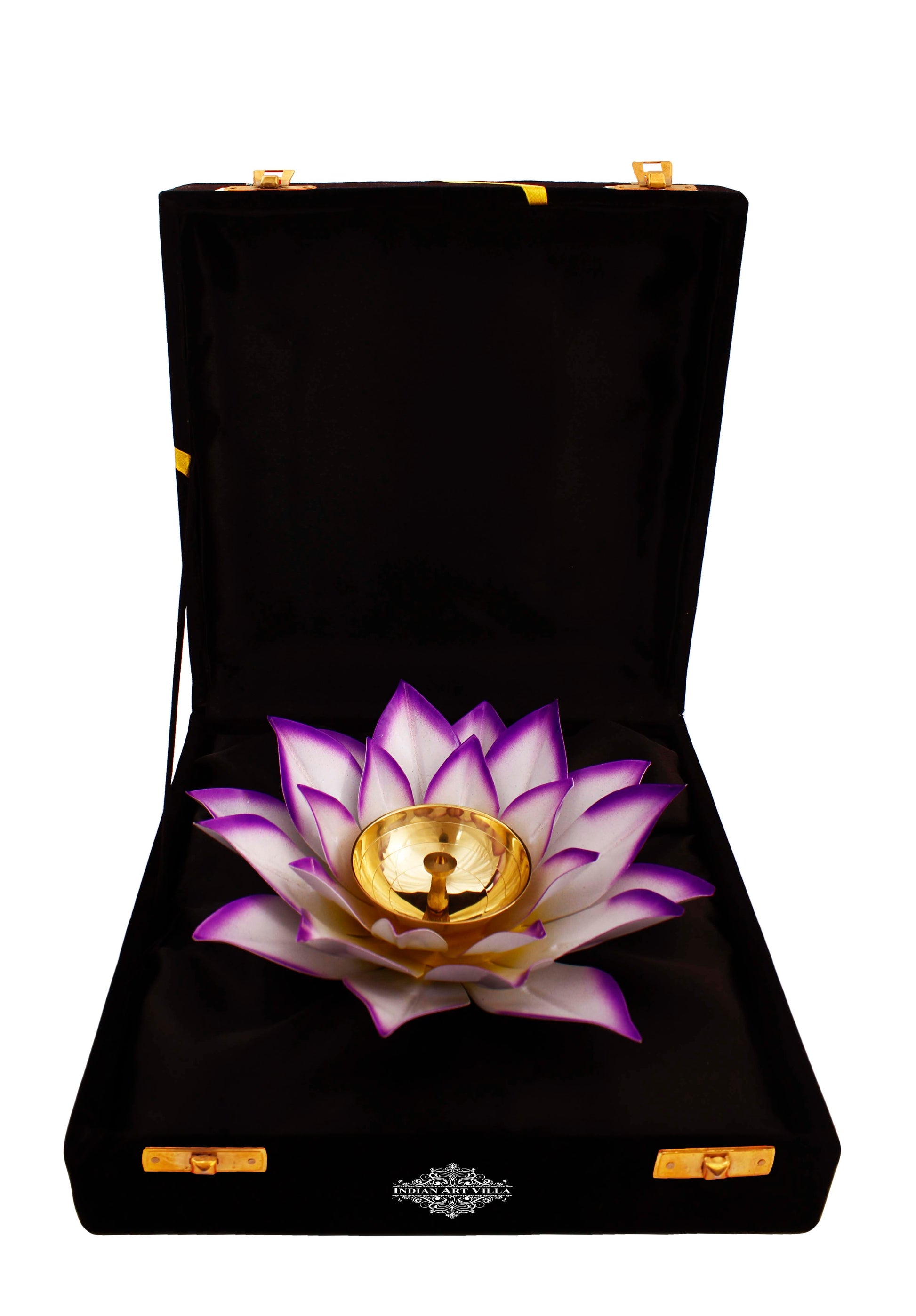 Silver Gold & Copper Plated Lotus Design Diya Deepak