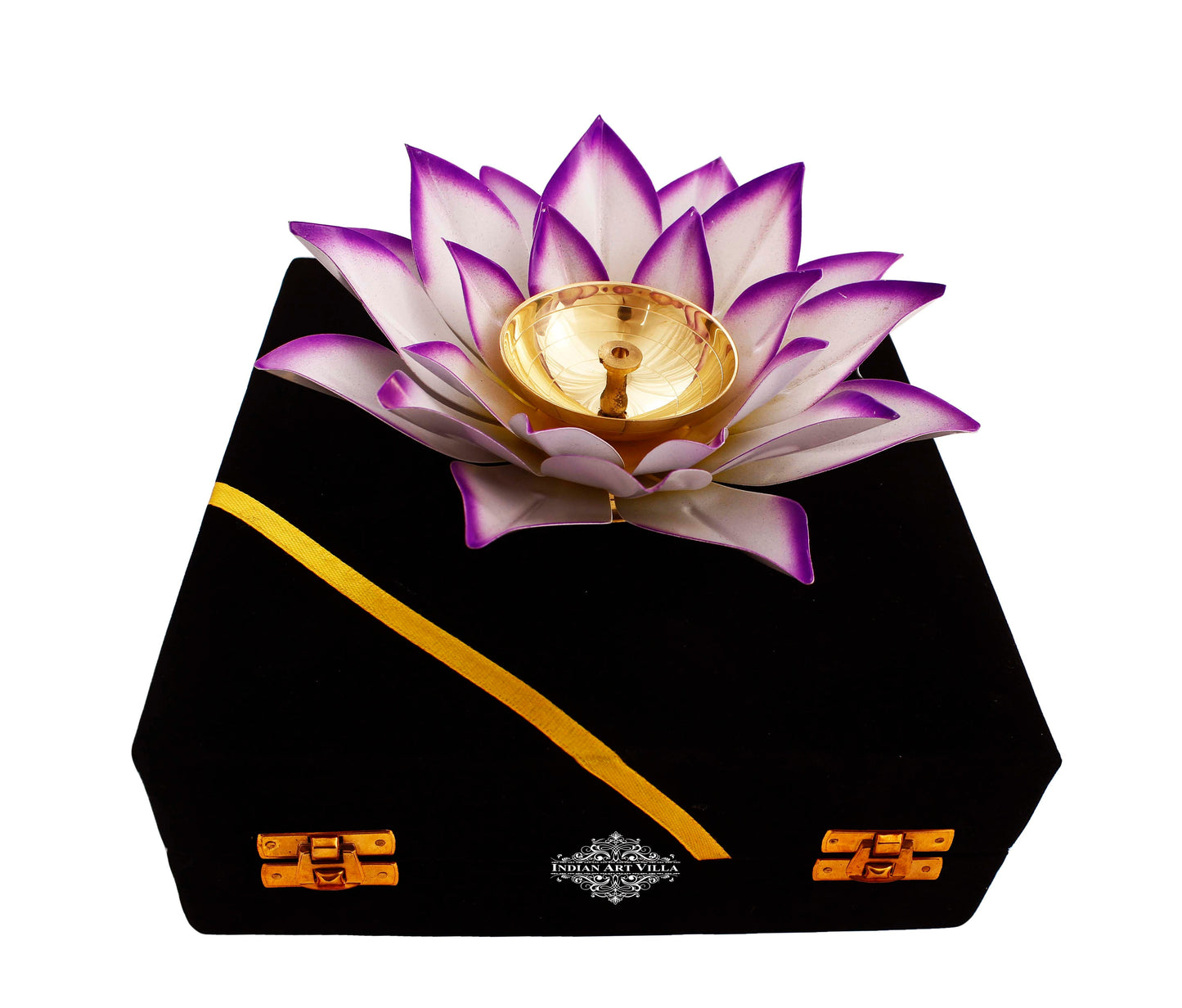 Silver Gold & Copper Plated Lotus Design Diya Deepak