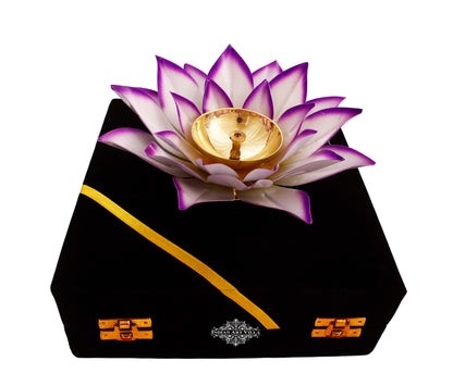 Silver Gold & Copper Plated Lotus Design Diya Deepak