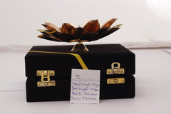 Pure Copper Lotus Design Tea Light Candle Diya / Deepak With Black Velvet Gift Box, Colour-Gold, Silver & Brown, Width-20.32 cm