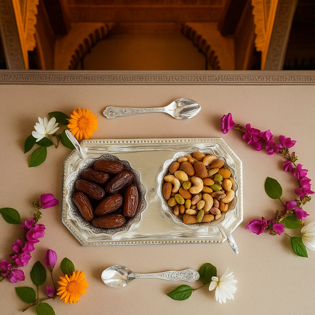 Silver Plated Duck Design Gift Set 2 Bowl, 2 Spoon & 1 Tray, 5 Pieces