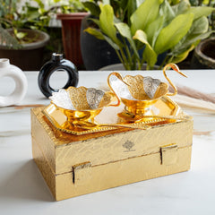 Silver Plated Duck Design Gift Set 2 Bowl, 2 Spoon & 1 Tray, 5 Pieces