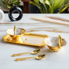 Silver Plated Duck Design Gift Set 2 Bowl, 2 Spoon & 1 Tray, 5 Pieces