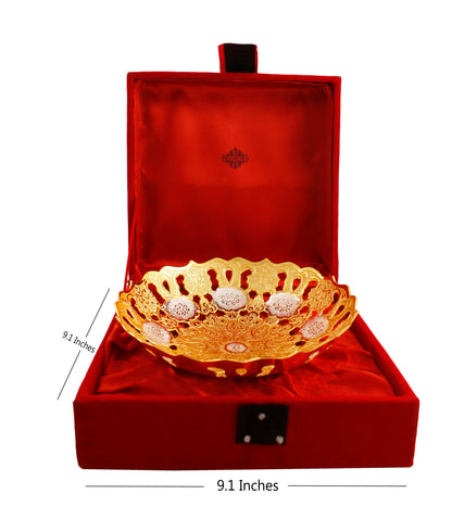 Handmade Pure Silver & Gold Plated Designer Decorative Bowl,