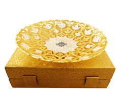 Handcrafted Pure Silver & Gold Plated Leaf Design Bowl, 25.40 CMS