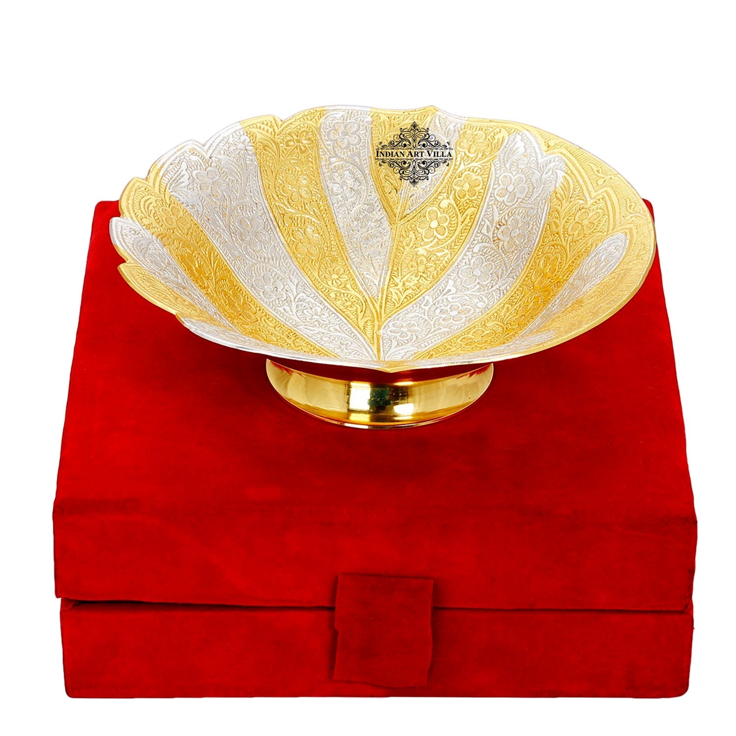 Silver Plated Gold Polished Leaf Design Bowl