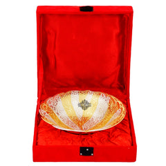 Silver Plated Gold Polished Leaf Design Bowl