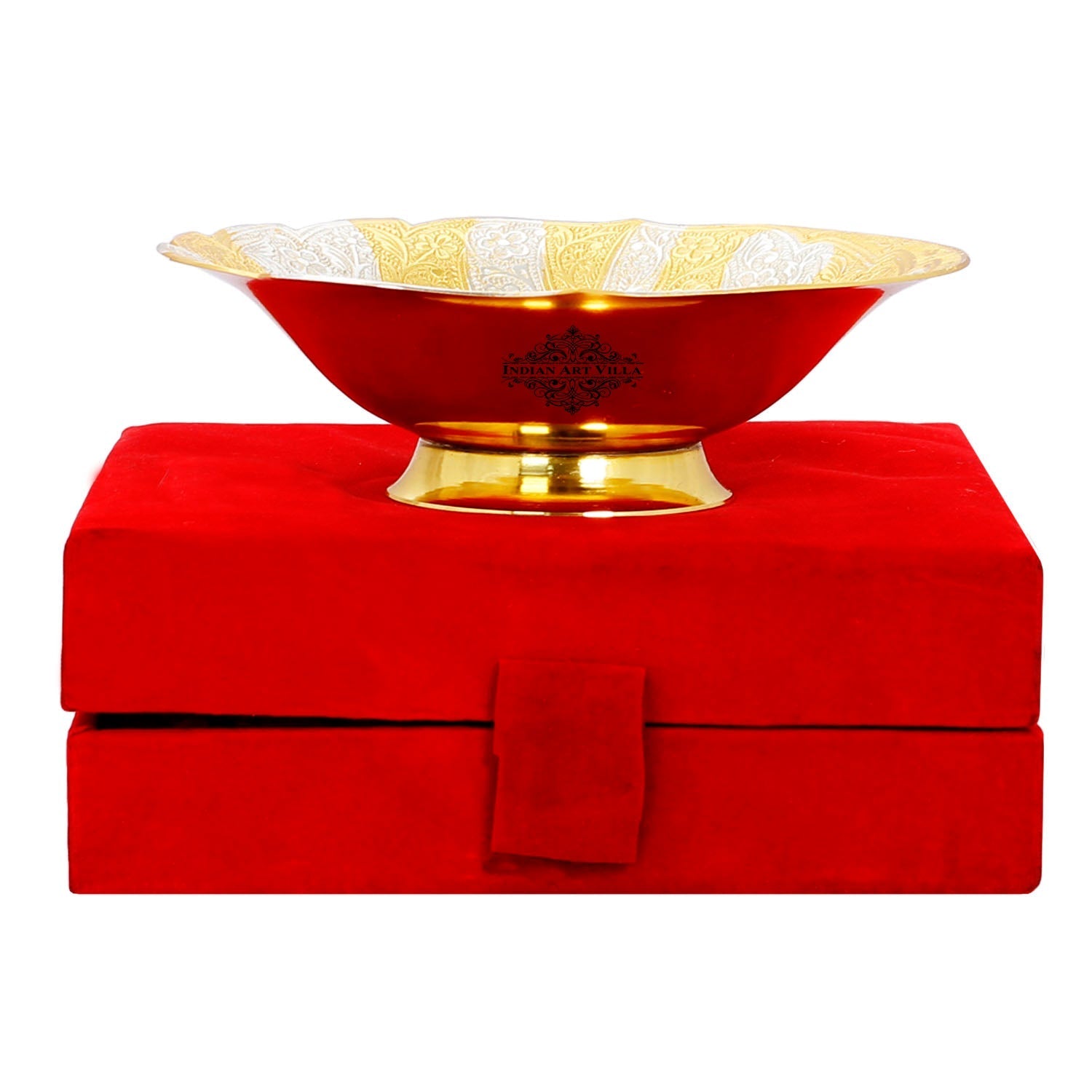 Silver Plated Gold Polished Leaf Design Bowl