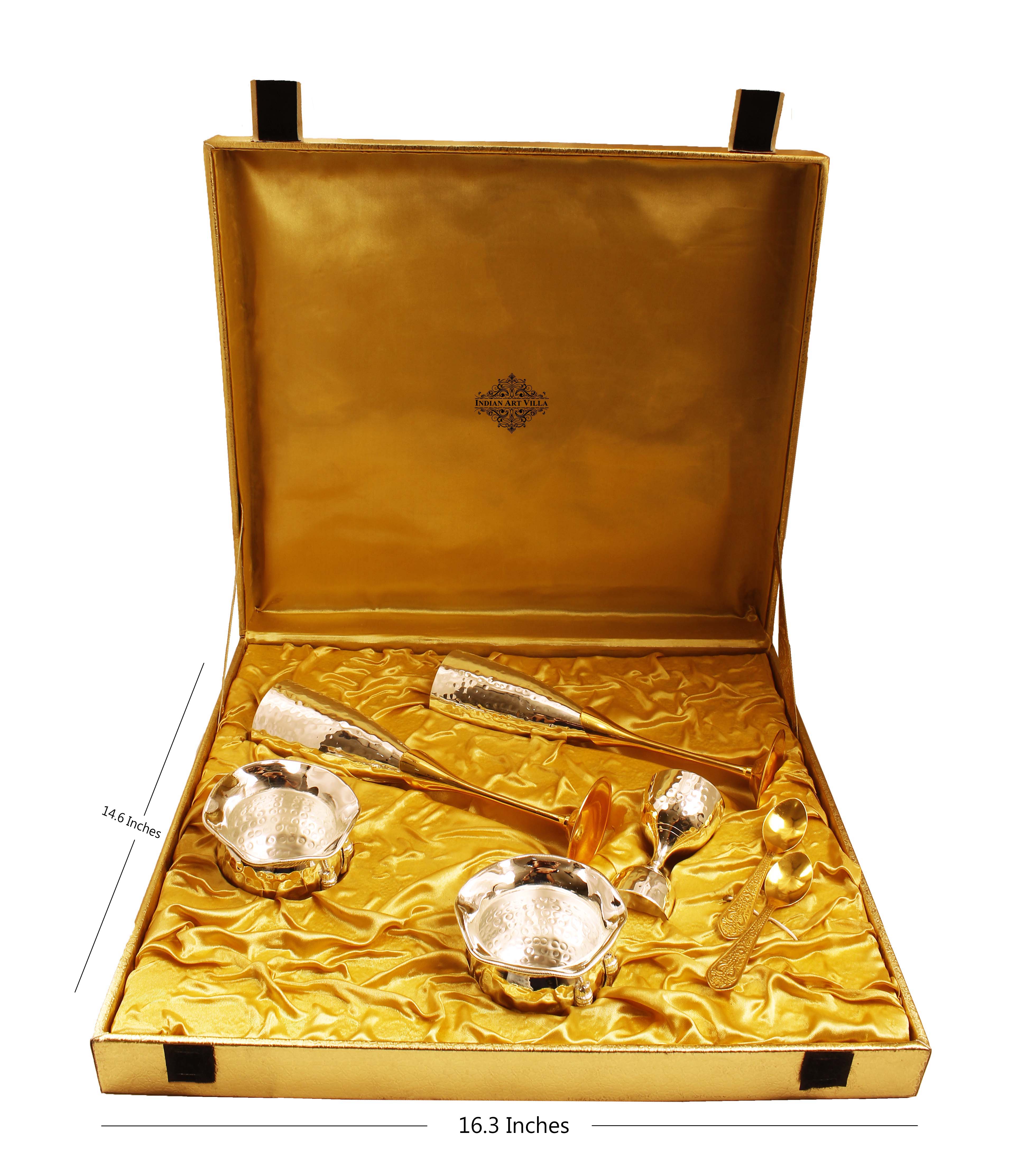 Silver & Gold Plated Champagne Glass, Silver 2 Bowl & Peg Measure, Gold Plated 2 Spoon