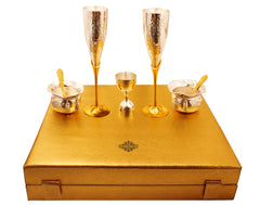 Silver & Gold Plated Champagne Glass, Silver 2 Bowl & Peg Measure, Gold Plated 2 Spoon