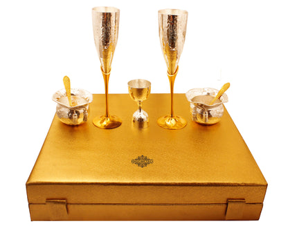 Silver & Gold Plated Champagne Glass, Silver 2 Bowl & Peg Measure, Gold Plated 2 Spoon