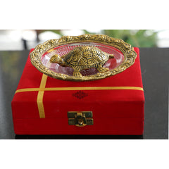 Aluminium Turtle/Tortoise & Glass Plate With Silver & Gold Plating