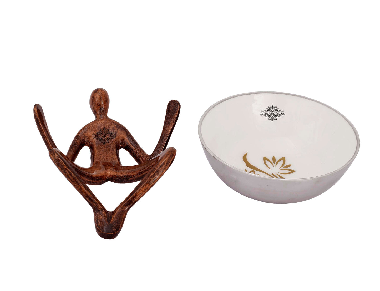 Silver Plated Decorative Bowl With Human Stand , Serveware , Width 26.42 cm