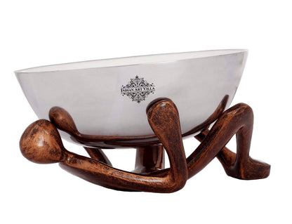 Silver Plated Decorative Bowl With Human Stand , Serveware , Width 26.42 cm