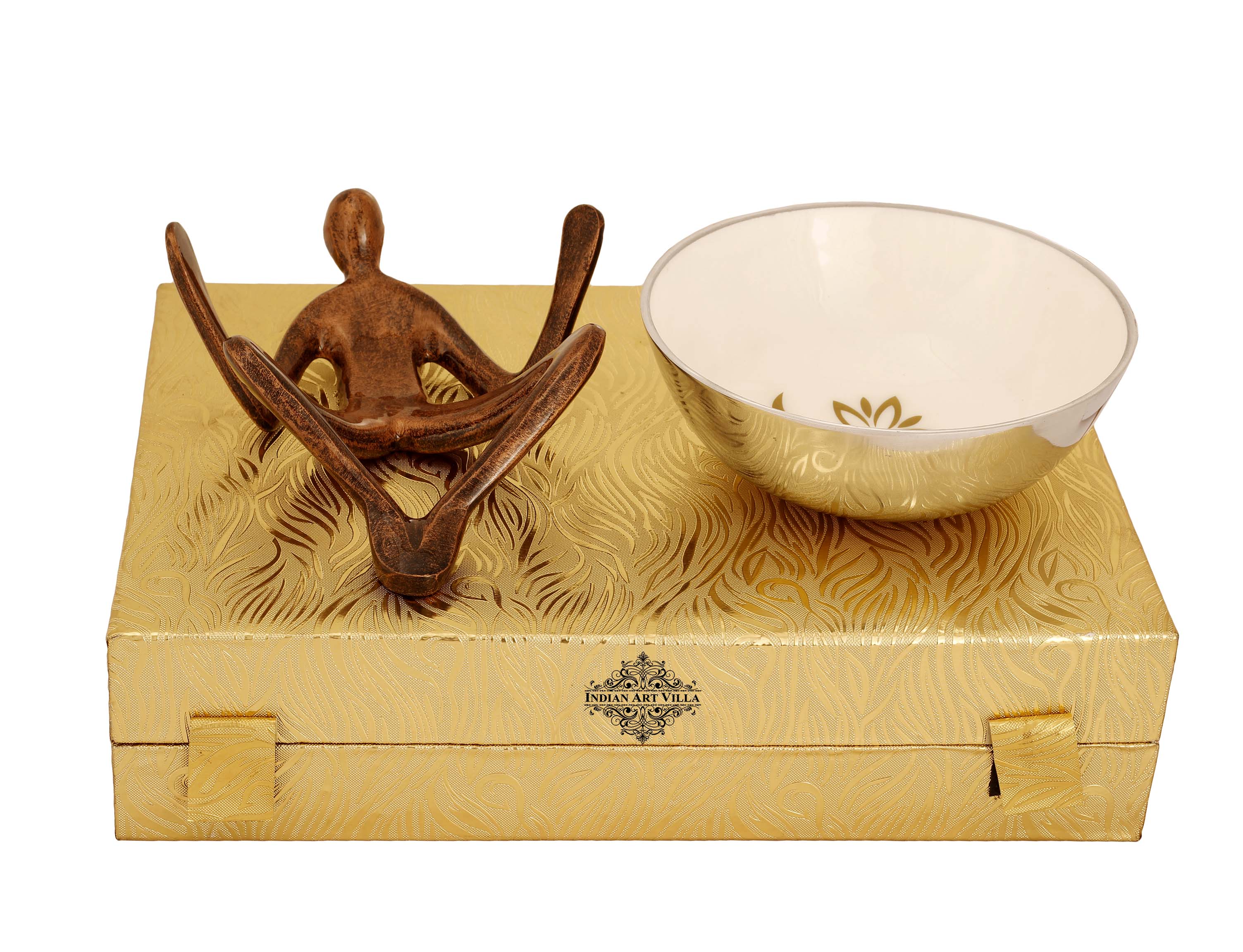 Silver Plated Decorative Bowl With Human Stand , Serveware , Width 26.42 cm