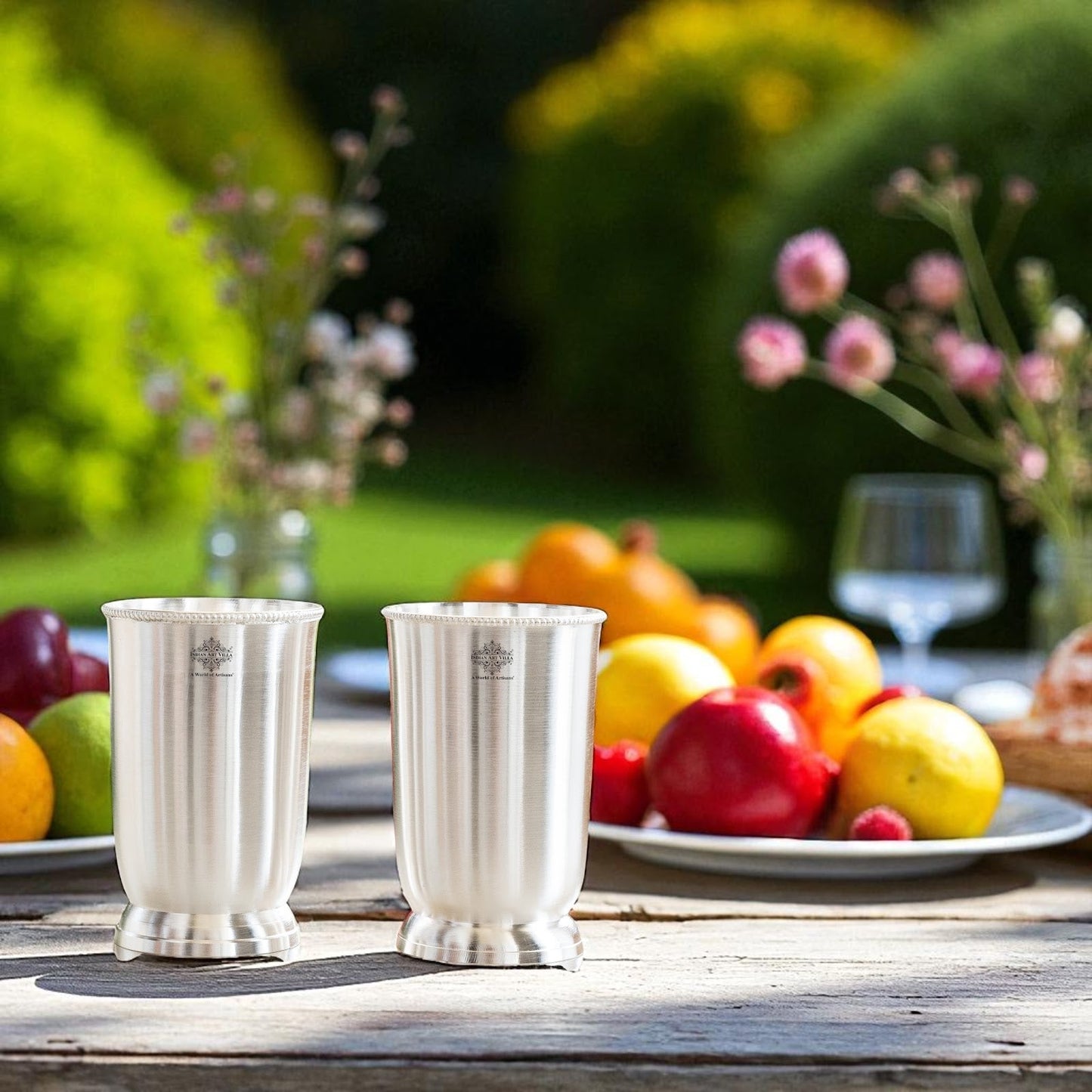 Silver-Plated Matt Finish  Glass With Red Velvet Glass