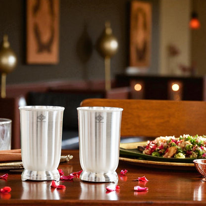 Silver-Plated Matt Finish  Glass With Red Velvet Glass