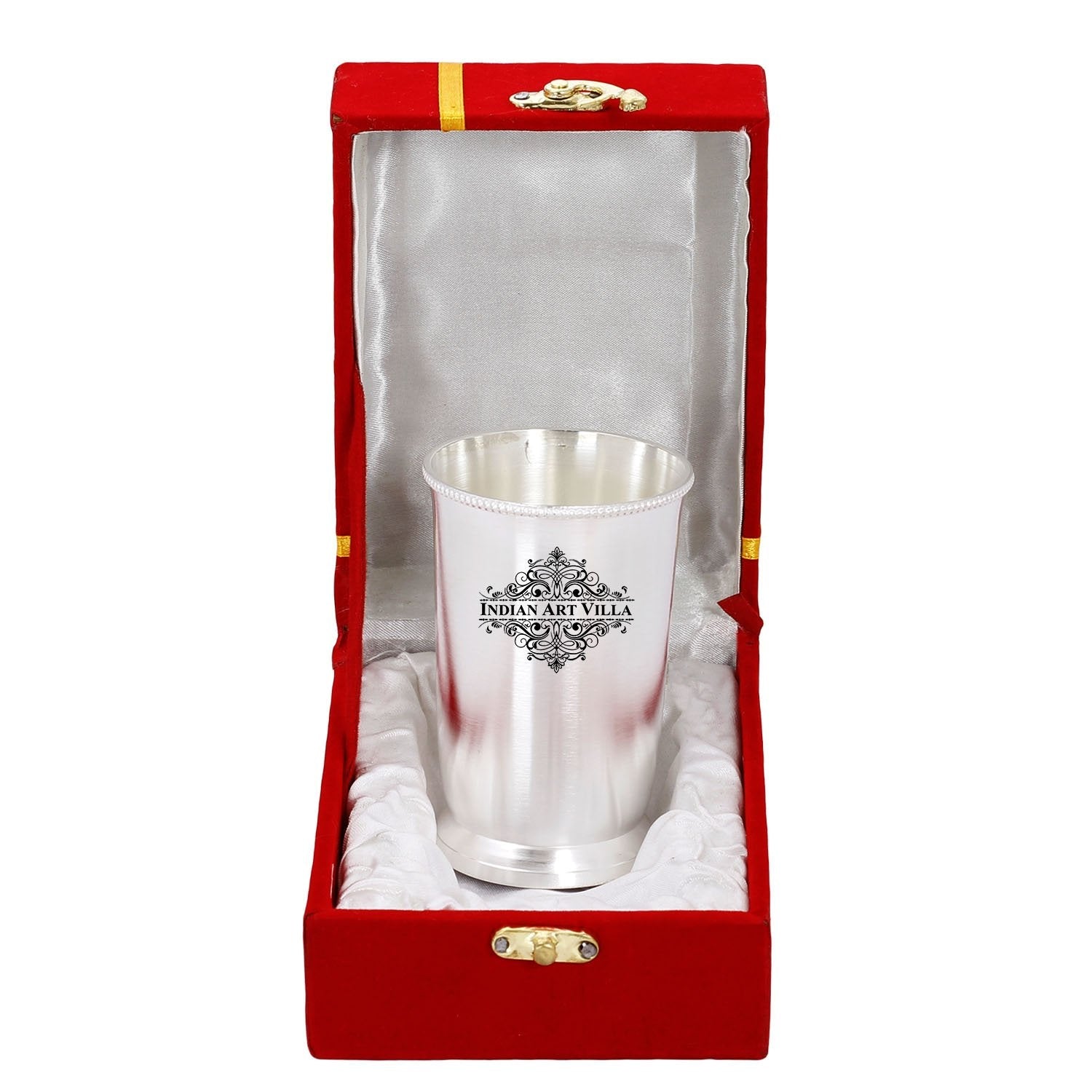 Silver-Plated Matt Finish  Glass With Red Velvet Glass