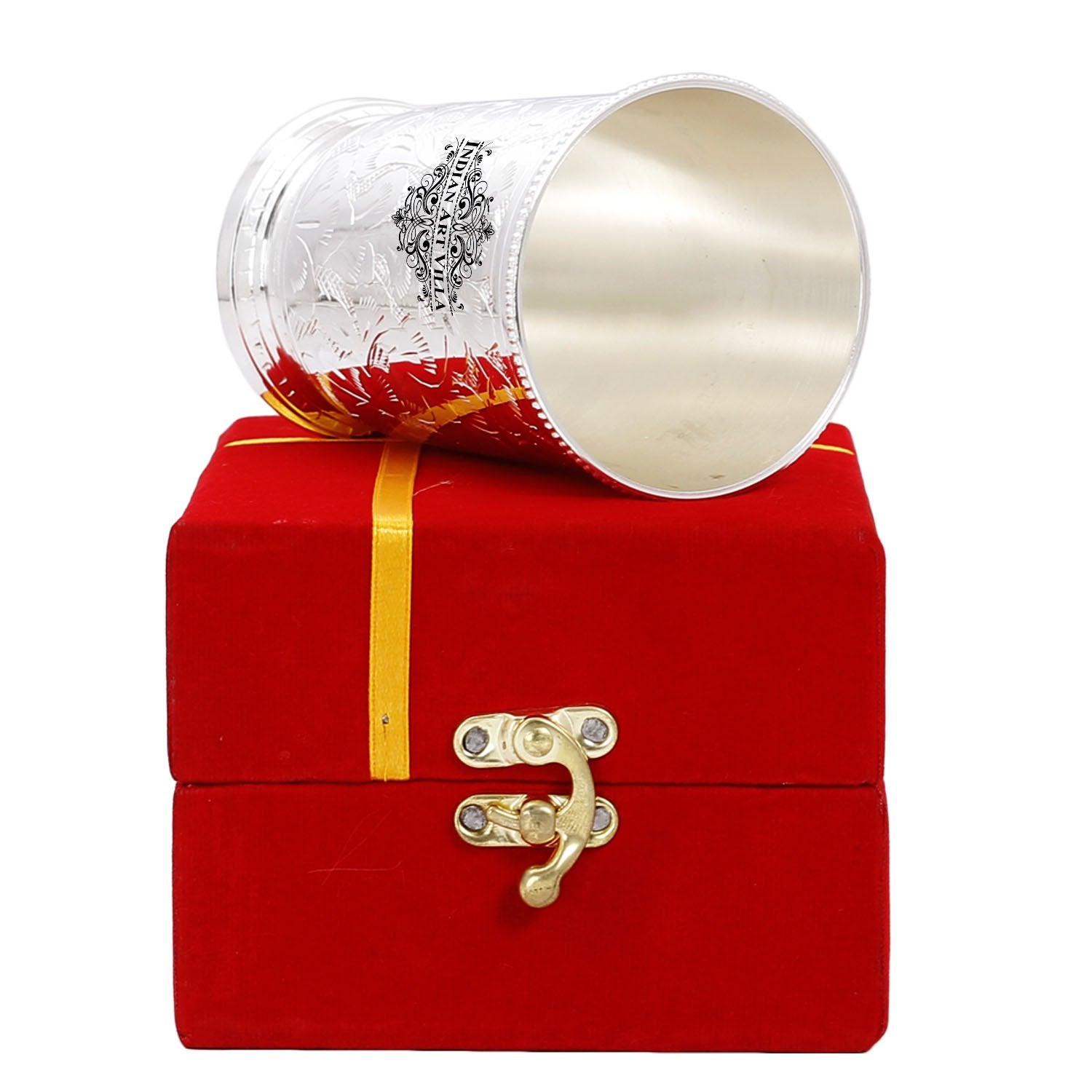 Silver Plated Embossed Designer Glass, 280 ML