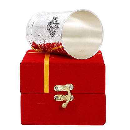 Silver Plated Embossed Designer Glass, 280 ML