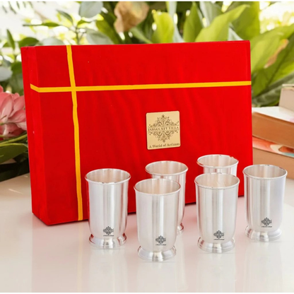 Handcrafted Pure Silver Plated Glass with Plain Design, Drinkware, Serveware, Tableware