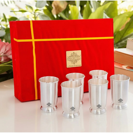 Handcrafted Pure Silver Plated Glass with Plain Design, Drinkware, Serveware, Tableware