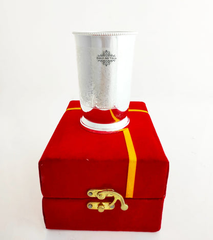 Embossed Design Silver Plated Glass With Red Box , Best For Parties , 250 ML