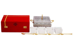Silver Plated Brass Designer Storage Box Dry Fruit Container 4 Compartments, Gift Item, Home Decore, 19.56 cm, Gold