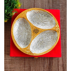 Silver-plated gold Polished inside peacock Engraved Decorative Platter