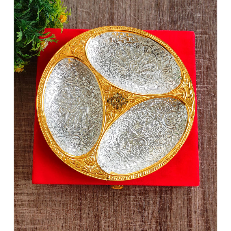 Silver-plated gold Polished inside peacock Engraved Decorative Platter