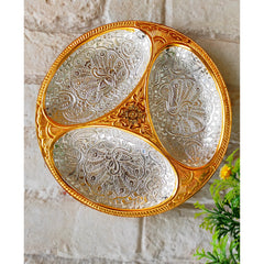 Silver-plated gold Polished inside peacock Engraved Decorative Platter