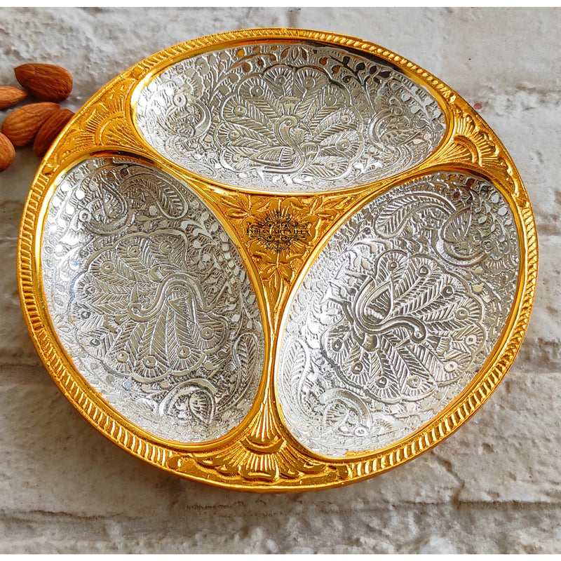 Silver-plated gold Polished inside peacock Engraved Decorative Platter