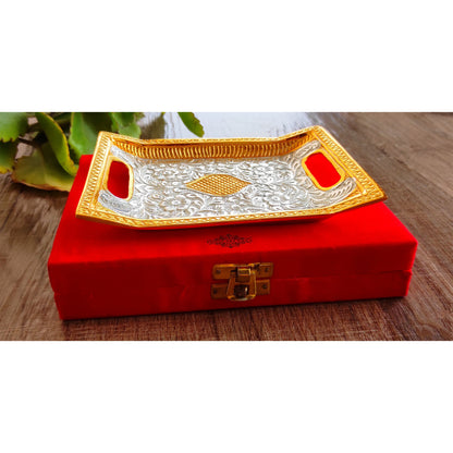 Silver-plated gold Polished Aluminum Engraved rectangular Platter
