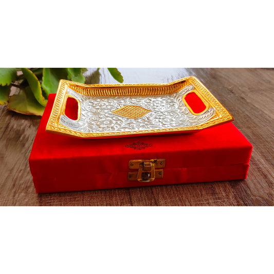 Silver-plated gold Polished Aluminum Engraved rectangular Platter